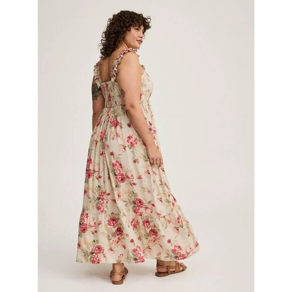 Torrid Maxi Challis Ruffle Strap Tiered Dress Women's Sz 1 1x  Plus size NWT BJ - Picture 3 of 5